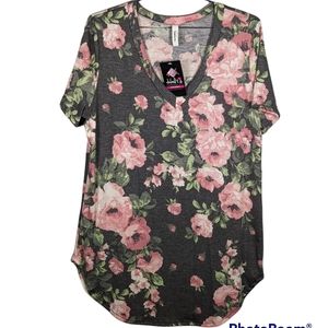 Floral V-Neck Short Sleeve Tees